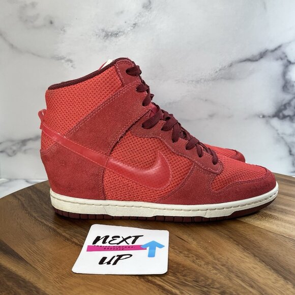 Nike Dunk Sky High Hi Red Pink Women's Us Size 8.5 Hidden Wedge Shoes 644877-600 - Picture 3 of 9